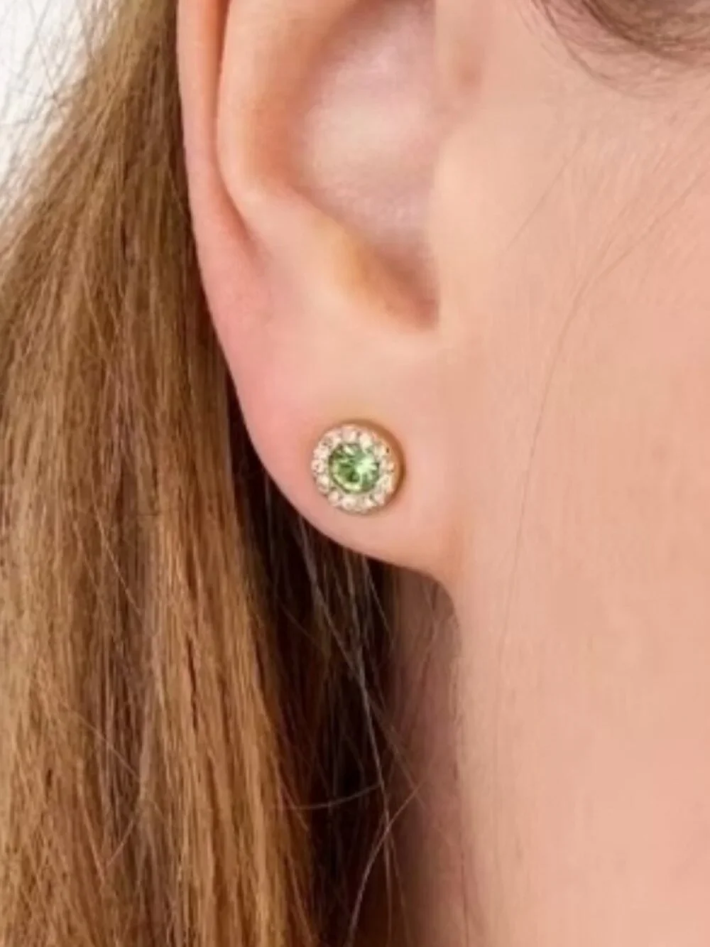 kate spade Peridot Green You're A Gem Pave Halo Studs/NWT